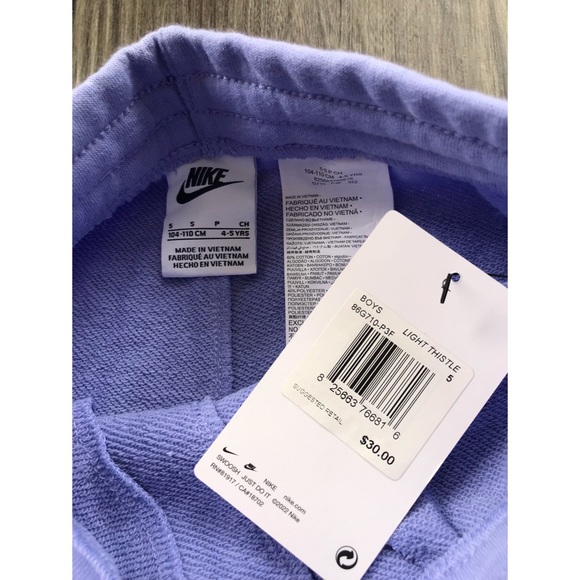 BOYS NIKE PURPLE JOGGER SHORTS SIZE 4-5 YRS - Picture 4 of 4